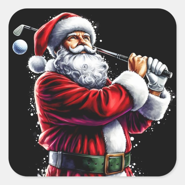 Santa Golfing This Holiday Season Square Sticker (Front)