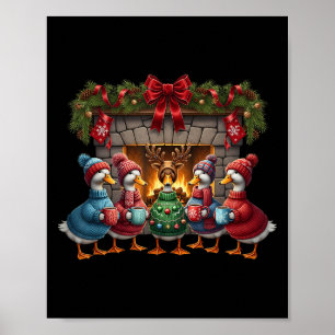 Santa Goose Merry Goosmas Xmas Goose Christmas Poster