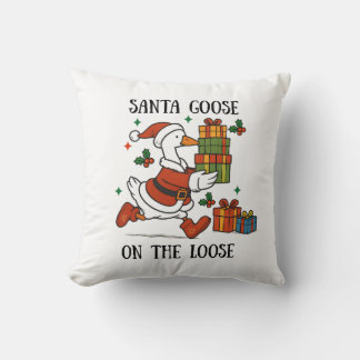 Santa Goose On The Loose Christmas Holiday Suit Cushion