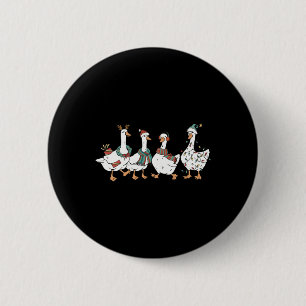 Santa Goose On The Loose Merry Goosemas Christmas 6 Cm Round Badge