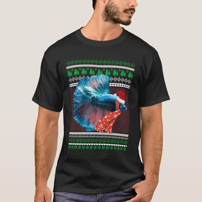 Santa Got Betta Fish Christmas Graphic Tee (Front)