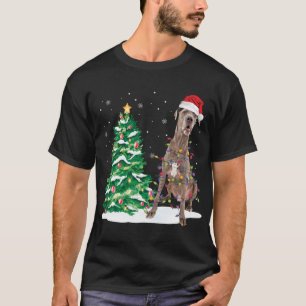 Santa Great Dane Dog Christmas Tree Light Funny Xm T-Shirt