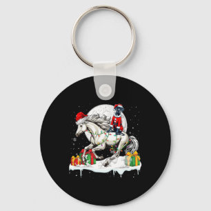 Santa Great Dane Riding Horse Christmas Owner Kids Key Ring