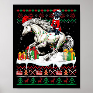 Santa Great Dane Riding Horse Christmas Sweater Lo Poster