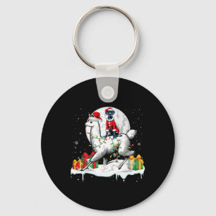 Santa Great Dane Riding Llama Christmas Owner Kids Key Ring