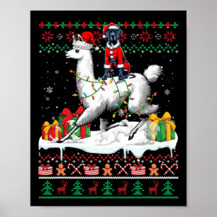 Santa Great Dane Riding Llama Christmas Sweater Lo Poster