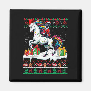 Santa Great Dane Riding Unicorn Christmas Sweater Magnet