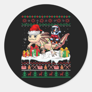 Santa Greater Swiss Mountain Riding Axolotl Xmas S Classic Round Sticker