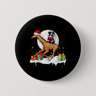 Santa Greater Swiss Mountain Riding Giraffe Christ 6 Cm Round Badge