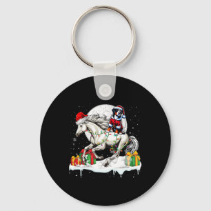 Santa Greater Swiss Mountain Riding Horse Christma Key Ring