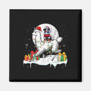 Santa Greater Swiss Mountain Riding Llama Christma Magnet
