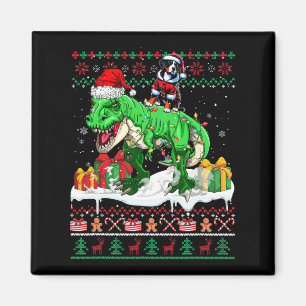 Santa Greater Swiss Mountain Riding T-rex Christma Magnet