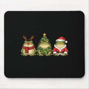 Santa Green Frog Christmas Tree Frog Lover Animal Mouse Pad