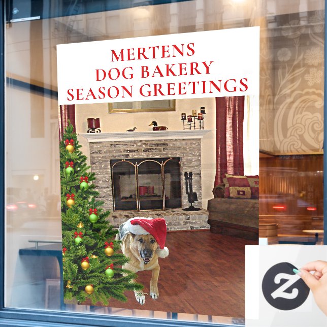 Santa GSD Dog Christmas Tree Home Store Vinyl LG (Cafe Window)