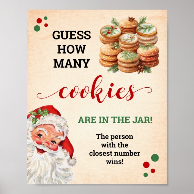 Santa Guess How Many Cookies Game Christmas Sign (Front)