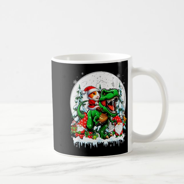 Santa Guinea G Riding T-rex Gnomes Christmas Trees Coffee Mug (Right)