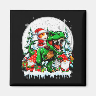 Santa Guinea G Riding T-rex Gnomes Christmas Trees Magnet