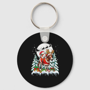 Santa Guinea Pig Riding Reindeer Donkey Christmas Key Ring