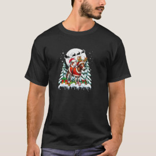 Santa Guinea Pig Riding Reindeer Donkey Christmas  T-Shirt