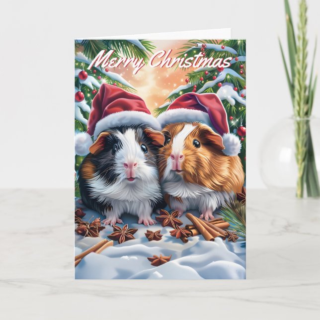 Santa Guinea Pigs Christmas Card (Front)