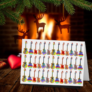 Santa Guitars Colourful Fun Festive Pattern
