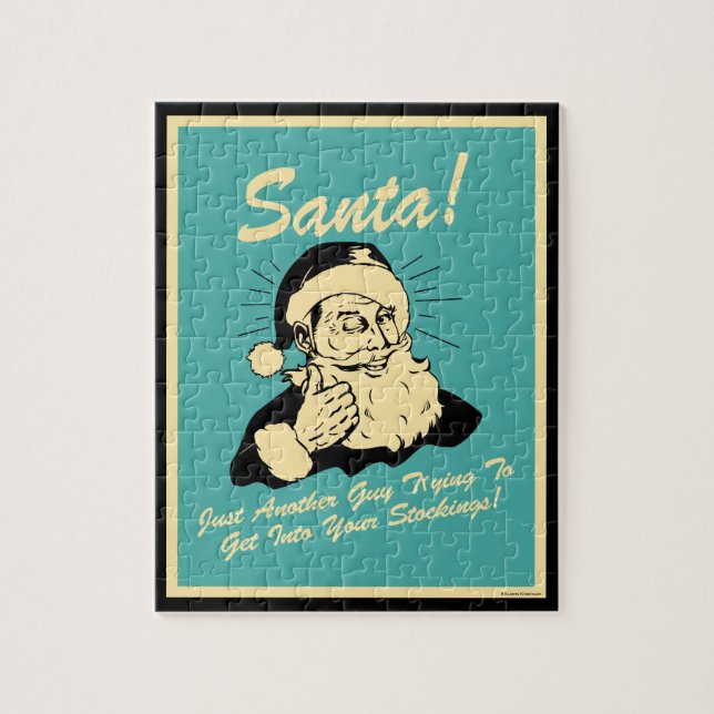 Santa! Guy Trying to Get In Your Stockings Jigsaw Puzzle (Vertical)