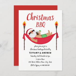Santa Hammock Summer Christmas Barbeque BBQ Invite