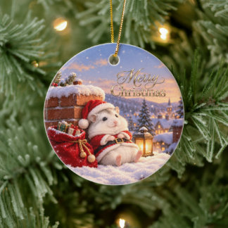 Santa Hamster Christmas Delivery Ornament