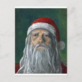 Santa, Hand Painted, Stern Face Holiday Postcard
