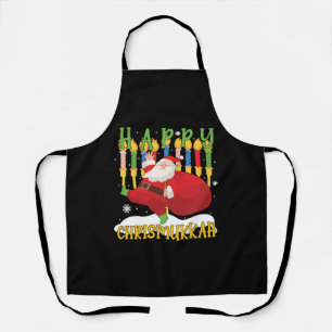 Santa Happy Chrismukkah Funny Hanukkah Christmas Apron
