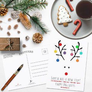 Santa Has A New Stop! Modern Moving Holiday Announcement Postcard