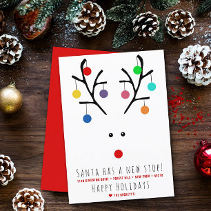 Santa Has A New Stop! Modern Moving Holiday Card