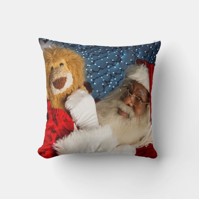 Santa has a Soft Heart Throw Pillow (Front)
