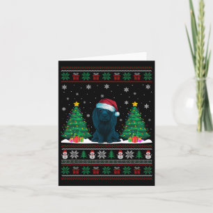 Santa Hat Afador Dog Christmas Tree Lights Ugly Sw Card
