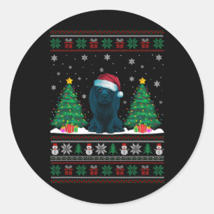 Santa Hat Afador Dog Christmas Tree Lights Ugly Sw Classic Round Sticker