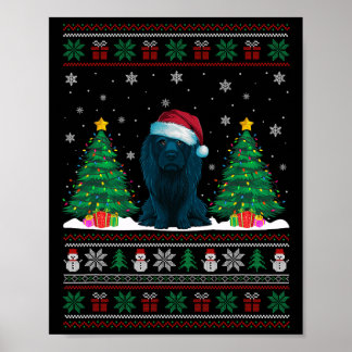 Santa Hat Afador Dog Christmas Tree Lights Ugly Sw Poster