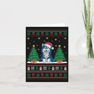 Santa Hat Alaskan Klee Kai Dog Xmas Tree Lights Ug Card