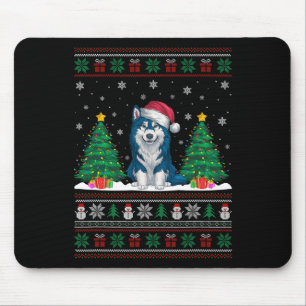 Santa Hat Alaskan Klee Kai Dog Xmas Tree Lights Ug Mouse Pad