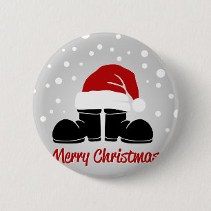Santa hat and bootsb 6 cm round badge