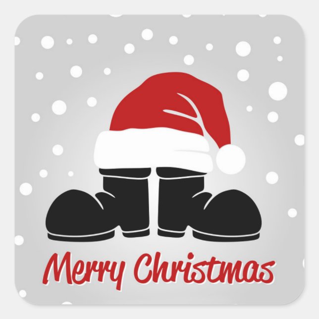 Santa hat and bootsb square sticker (Front)