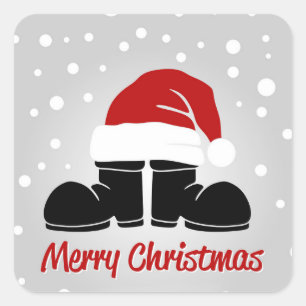 Santa hat and bootsb square sticker