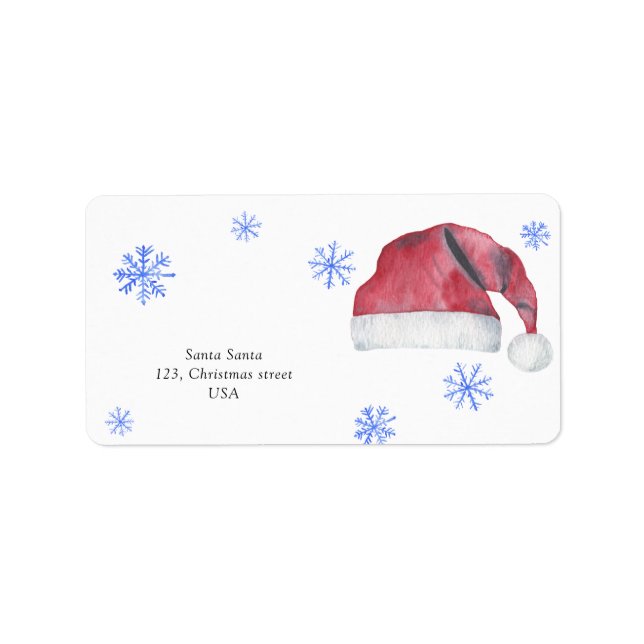 Santa hat and snowflakes label (Front)