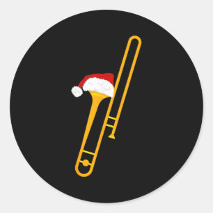 Santa Hat And Trombone Cool Christmas Novelty Classic Round Sticker