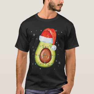 Santa Hat Avocado Merry Christmas Vegan Pajama  T-Shirt