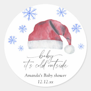 Santa hat - baby it's cold outside classic round sticker