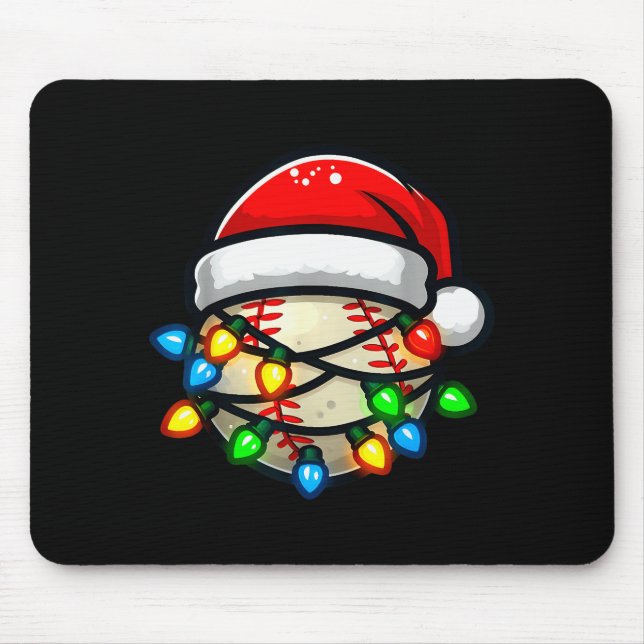 Santa Hat Baseball Toddler Kids Christmas Lights X Mouse Pad (Front)