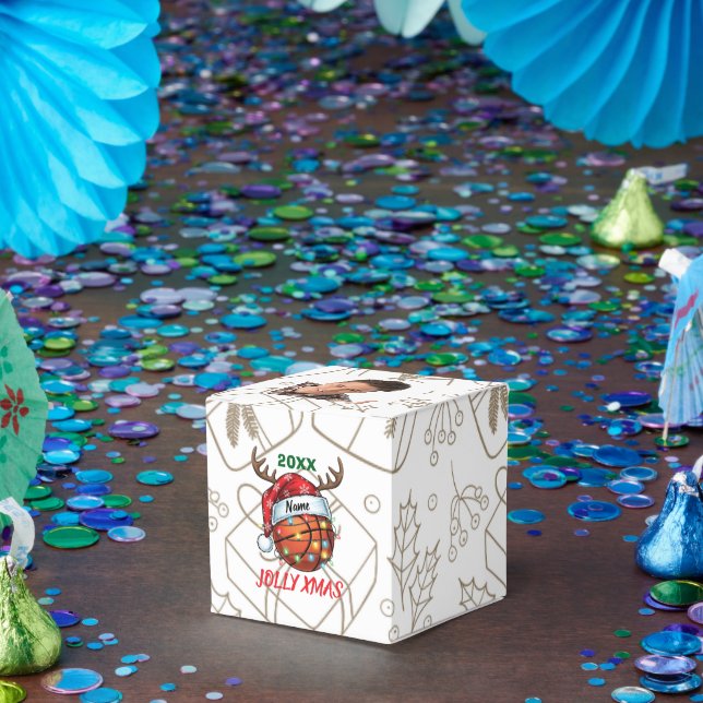  Santa Hat Basketball Reindeer Christmas Fun Sport Favour Box (Party)