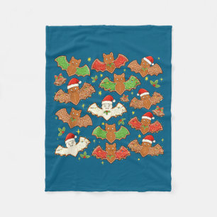 Santa Hat Bat Soky Christmas Gingerbread Bats Xmas Fleece Blanket