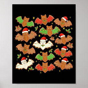 Santa Hat Bat Soky Christmas Gingerbread Bats Xmas Poster