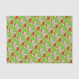 Santa hat bear candy red green white tissue paper